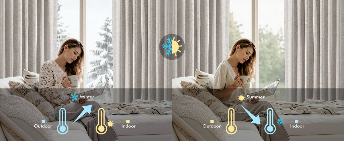 100% Blackout Linen Curtains for Bedroom, Ivory Solid Luxury Decor Thermal Insulation Room Darkening Drapes for Living Room Nursery Back Tab Rod Pocket 42 x 84 Inches, 2 Panels
